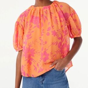 Scoop Floral Print Top - Size XS